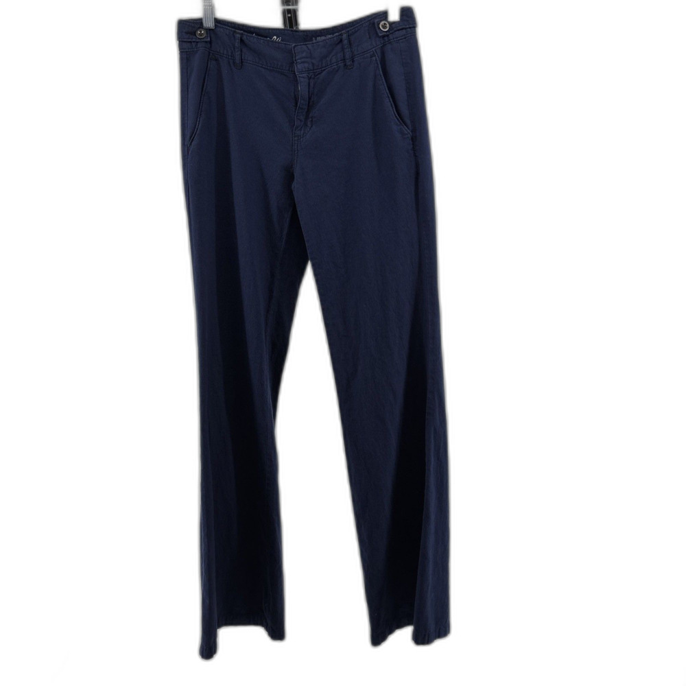 Madewell Women’s Widelegger Navy Blue  Chambray Trouser Pants Size 27 Cotton